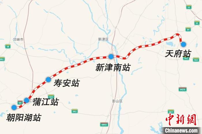 成都鐵路樞紐天府至朝陽(yáng)湖段線路圖。　國(guó)鐵集團(tuán)供圖