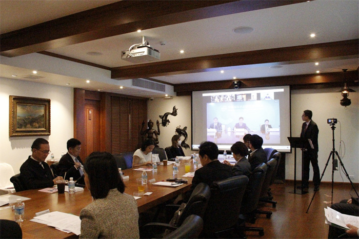  中國貿(mào)促會(huì)副會(huì)長張慎峰視頻致辭。中國貿(mào)促會(huì)駐泰國代表處供圖