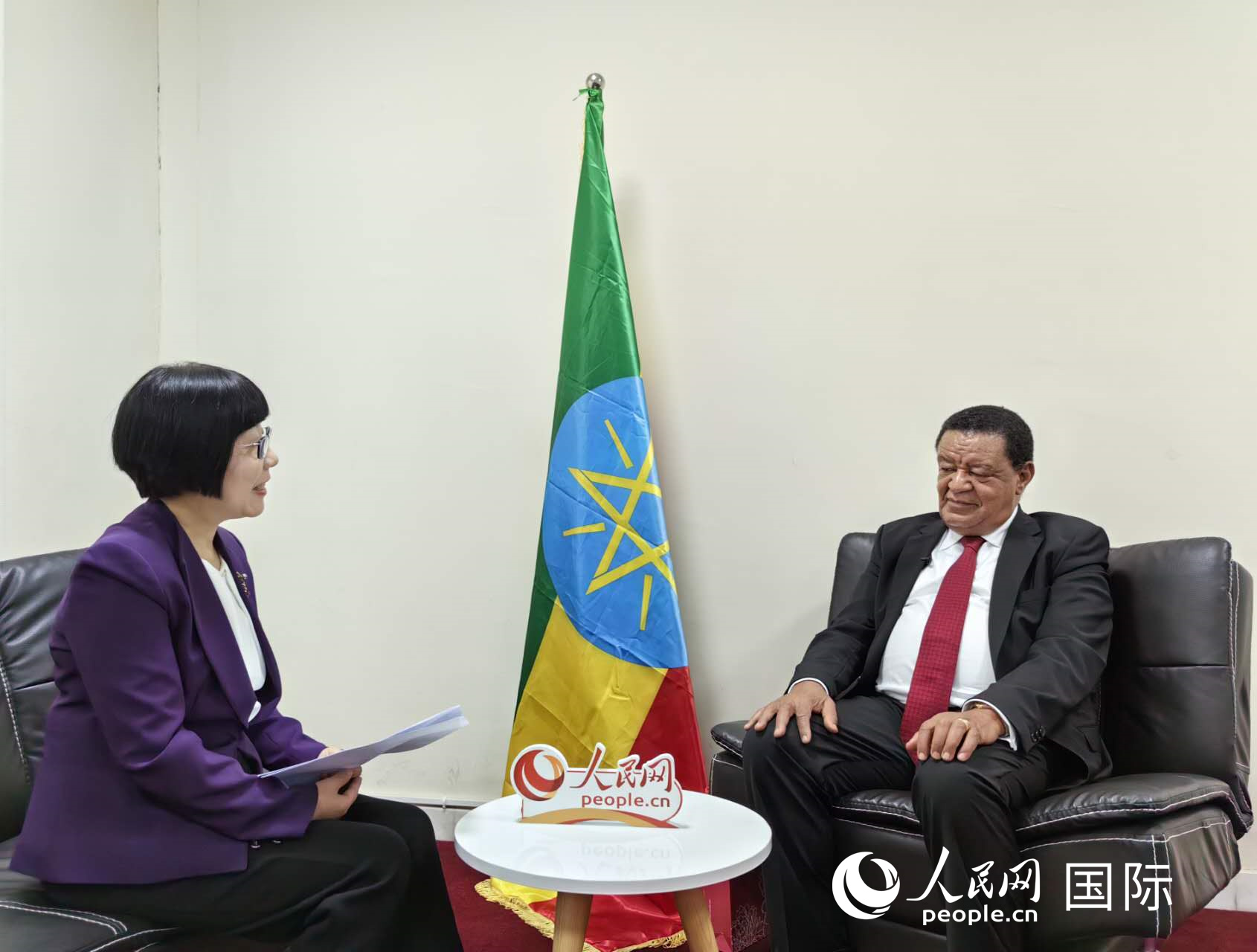 穆拉圖·特肖梅接受人民網(wǎng)記者唐維紅采訪。人民網(wǎng)記者 陳星星攝