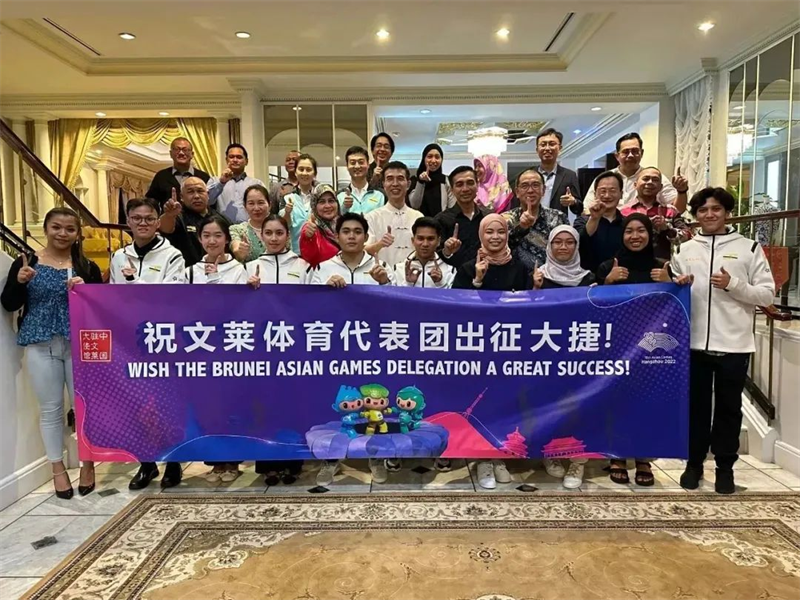 肖建國(guó)大使同參加歡送儀式的文方嘉賓、代表團(tuán)成員等合影留念。圖片由使館提供