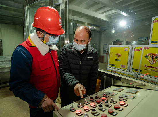 電力工作人員對用電企業(yè)進行指導(dǎo)。受訪單位供圖