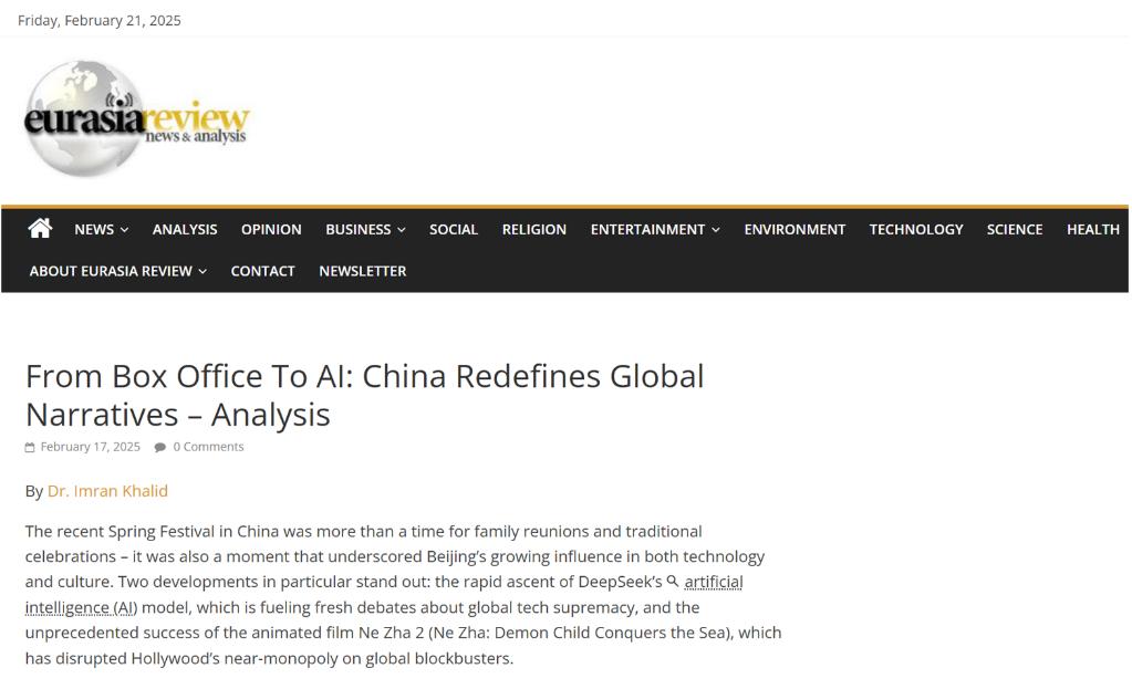 外媒:從DeepSeek到《哪吒2》 中國不斷突破科技創(chuàng)新與藝術(shù)創(chuàng)造極限_fororder_圖片1.png123