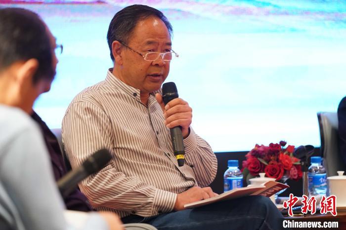 圖為青海省藝術(shù)研究所所長、文化學者耿占坤發(fā)表觀點?！√K丹 攝