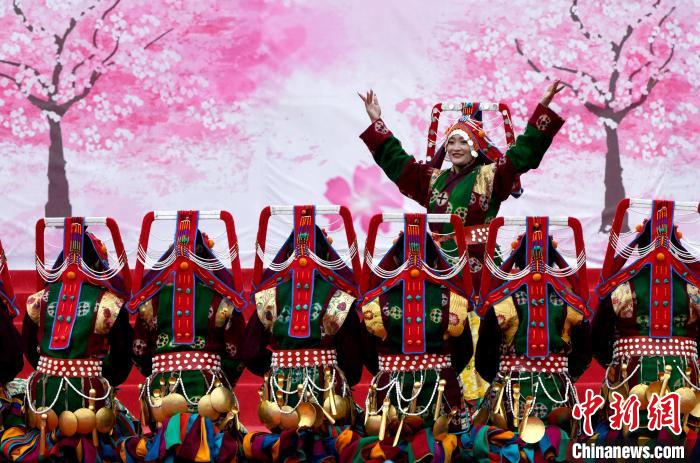 3月28日，西藏林芝第二十屆桃花旅游文化節(jié)開幕式上的文藝表演?！±盍?攝